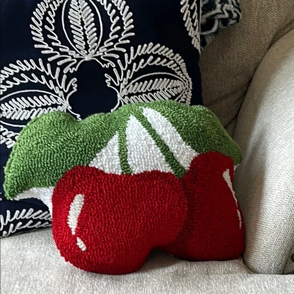 NEW! Vintage Inspired Large Cherry Accent Throw Pillow - Picture 2 of 7